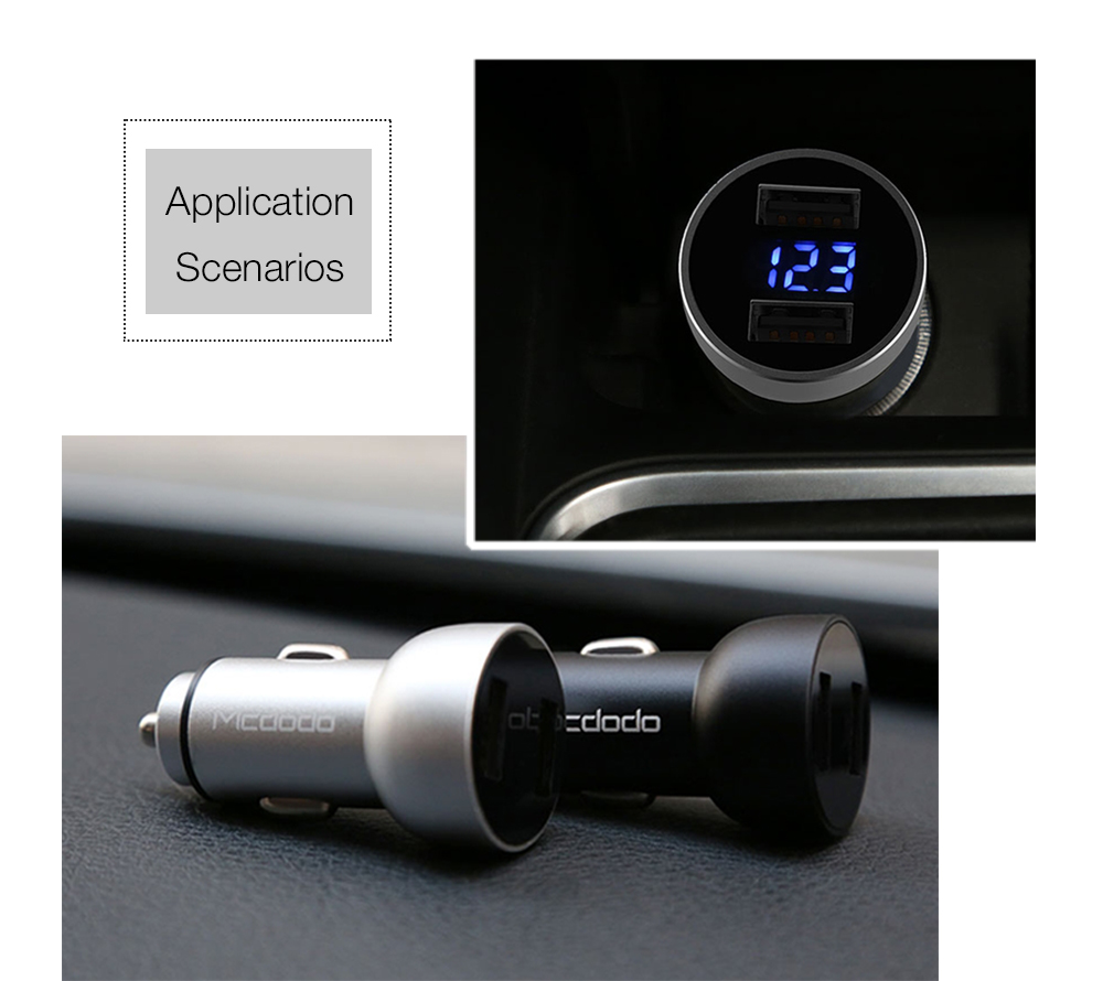 MCDODO CC - 387 Intelligent Car Charger 3.4A Fast Charging Dual USB LCD Digital Display